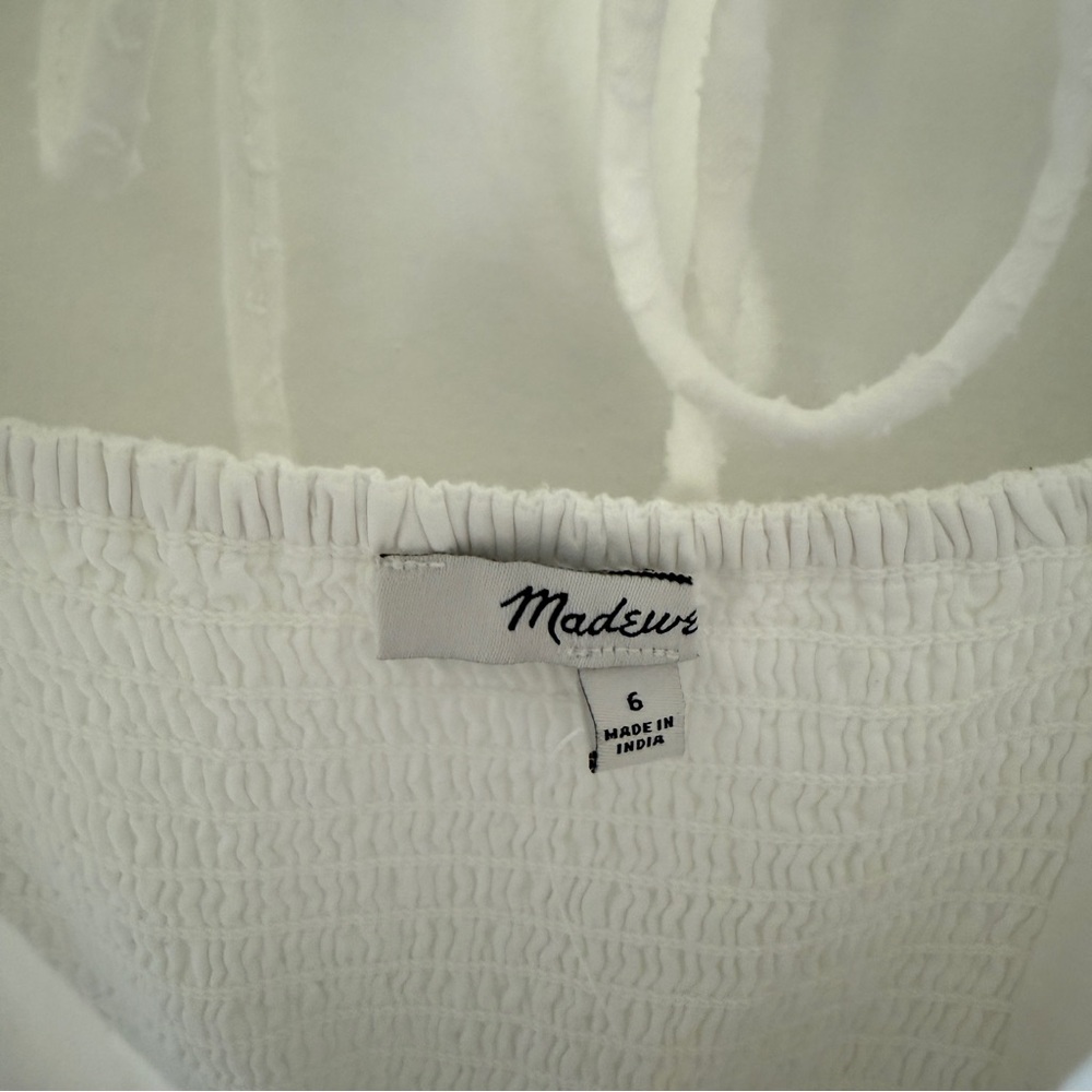 NWT Madewell Tie-Back Flutter-Sleeve Tiered Midi Dress White - Picture 7 of 11